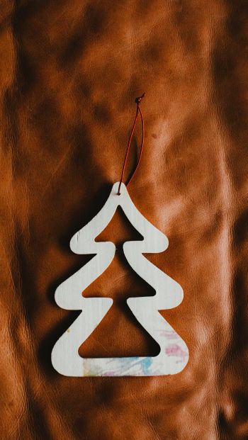 christmas tree decoration, Christmas tree, brown, white Wallpaper 640x1136