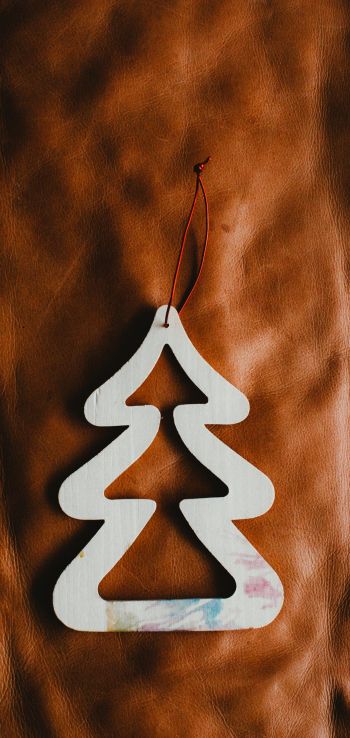 christmas tree decoration, Christmas tree, brown, white Wallpaper 1440x3040