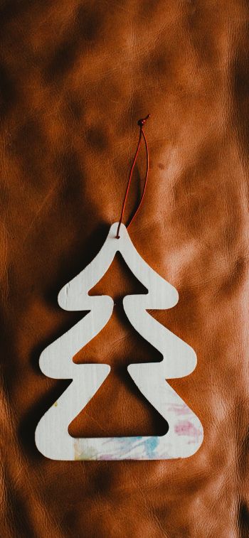 christmas tree decoration, Christmas tree, brown, white Wallpaper 1170x2532