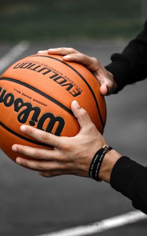 basketball, ball, hands, man, sport Wallpaper 800x1280