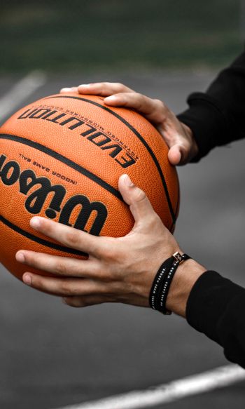 basketball, ball, hands, man, sport Wallpaper 1200x2000