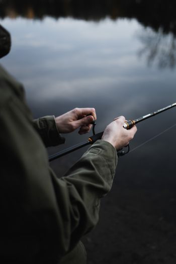 fishing, lake, fishing rod, hobby Wallpaper 640x960