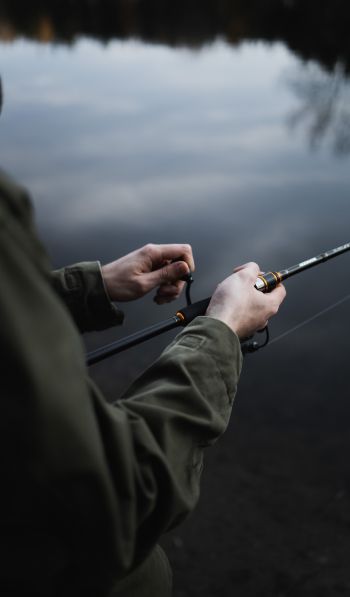 fishing, lake, fishing rod, hobby Wallpaper 600x1024