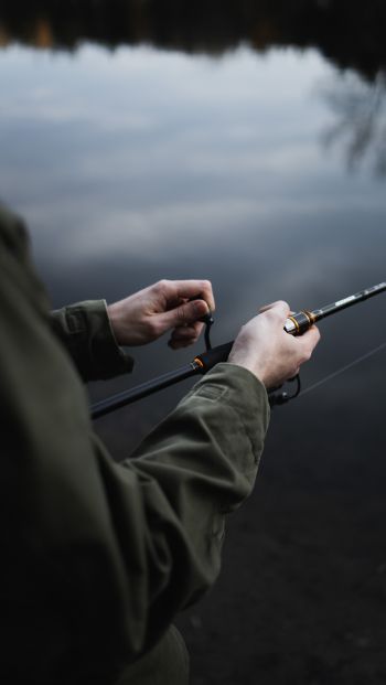 fishing, lake, fishing rod, hobby Wallpaper 640x1136