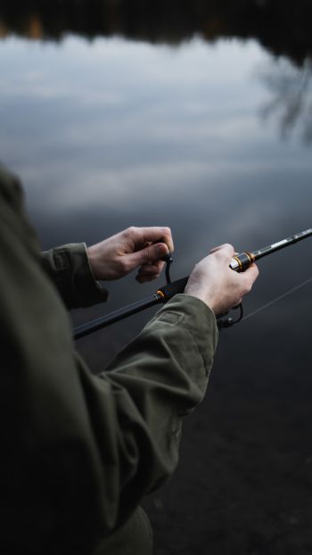 fishing, lake, fishing rod, hobby Wallpaper 1440x2560