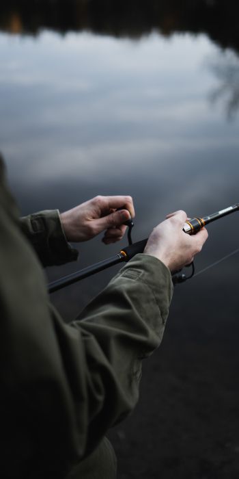 fishing, lake, fishing rod, hobby Wallpaper 720x1440