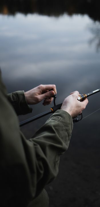 fishing, lake, fishing rod, hobby Wallpaper 1080x2220