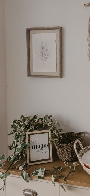 interior, frame, plants, hippie Wallpaper 1284x2778