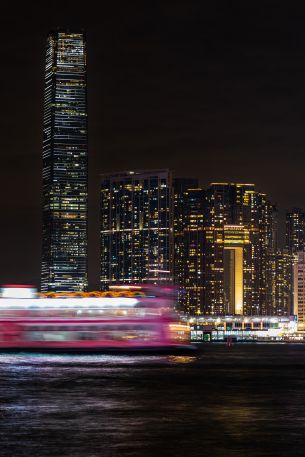 city, skyscraper, night city Wallpaper 640x960