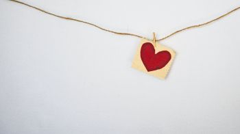 heart, postcard, love, thread, Wallpaper 1600x900