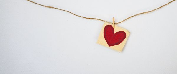 heart, postcard, love, thread, Wallpaper 3440x1440