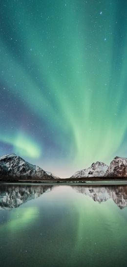 northern lights, mountains, lake Wallpaper 1440x3040