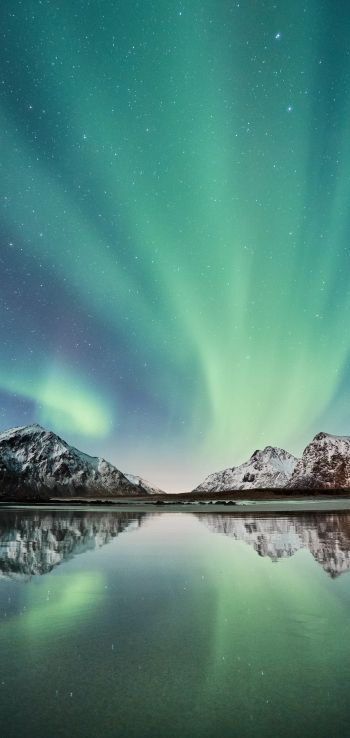 northern lights, mountains, lake Wallpaper 1080x2280