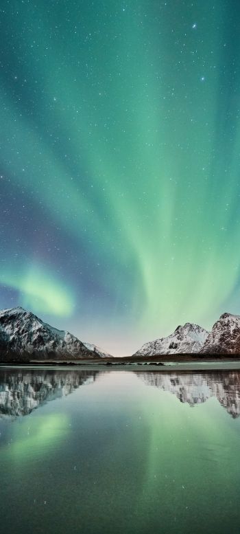 northern lights, mountains, lake Wallpaper 1080x2400