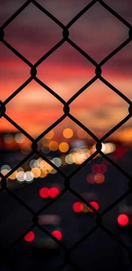 lattice, sunset, city lights Wallpaper 1440x2960