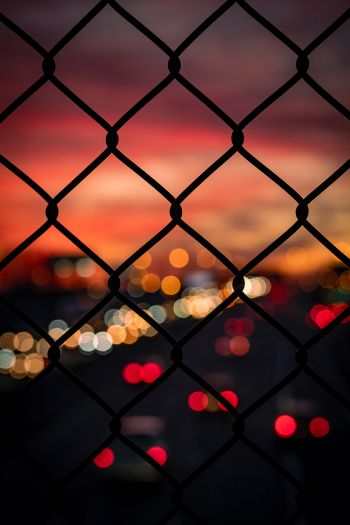 lattice, sunset, city lights Wallpaper 640x960