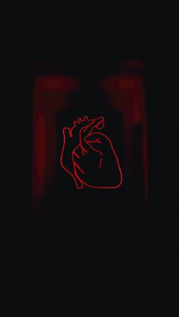 Обои 640x1136 сердце, красный, очертание