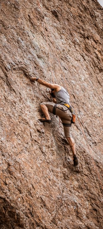 climber, man, mountains Wallpaper 1440x3200