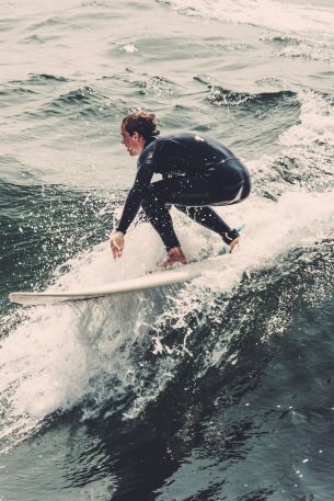 surfer, on the wave, sea Wallpaper 640x960