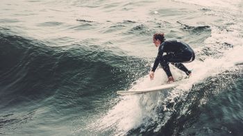 surfer, on the wave, sea Wallpaper 1366x768