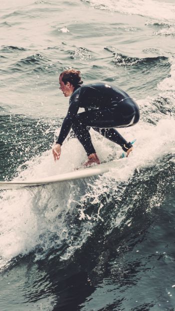 surfer, on the wave, sea Wallpaper 750x1334