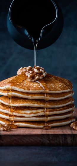 pancakes, honey, nuts Wallpaper 1125x2436