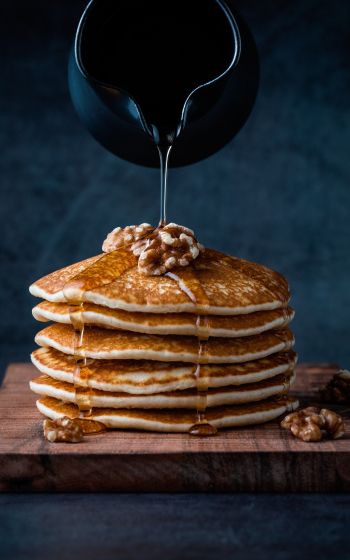 pancakes, honey, nuts Wallpaper 1600x2560