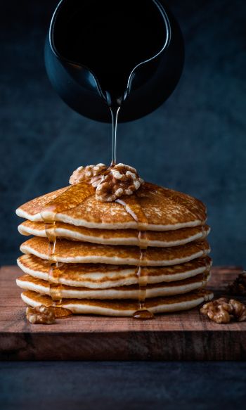 pancakes, honey, nuts Wallpaper 1200x2000
