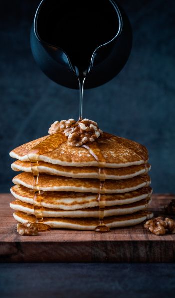 pancakes, honey, nuts Wallpaper 600x1024