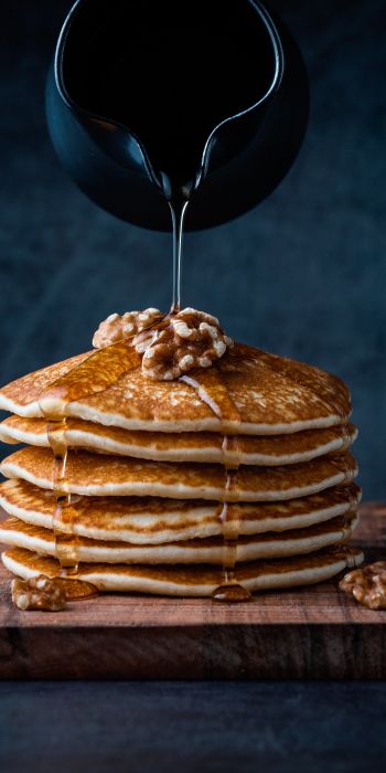 pancakes, honey, nuts Wallpaper 720x1440