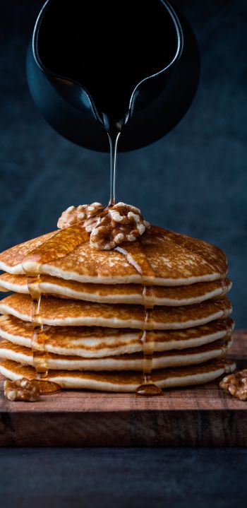 pancakes, honey, nuts Wallpaper 1080x2220