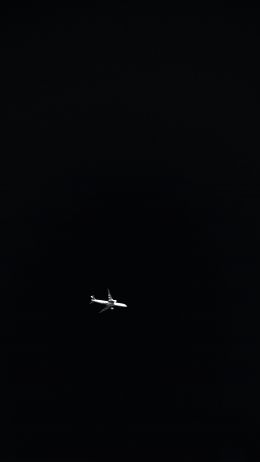 Обои 1080x1920 самолет, ночь, черный фон