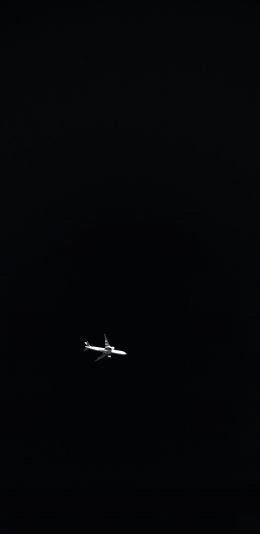 Обои 1440x2960 самолет, ночь, черный фон