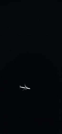 Обои 1080x2340 самолет, ночь, черный фон