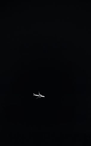 plane, night, black background Wallpaper 1752x2800
