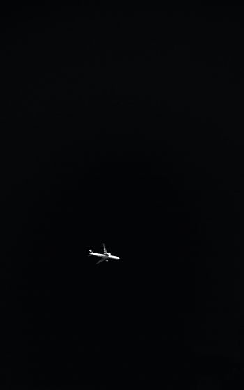 Обои 1752x2800 самолет, ночь, черный фон