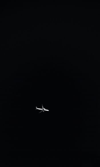 Обои 1200x2000 самолет, ночь, черный фон