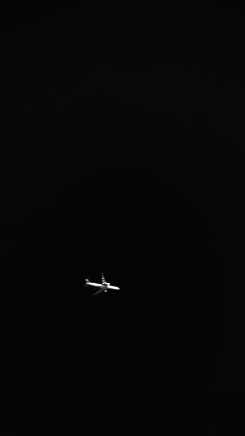 Обои 750x1334 самолет, ночь, черный фон