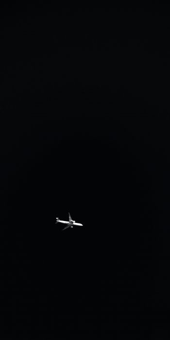 Обои 720x1440 самолет, ночь, черный фон