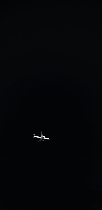 plane, night, black background Wallpaper 1440x2960
