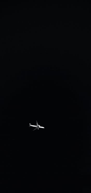 plane, night, black background Wallpaper 1440x3040
