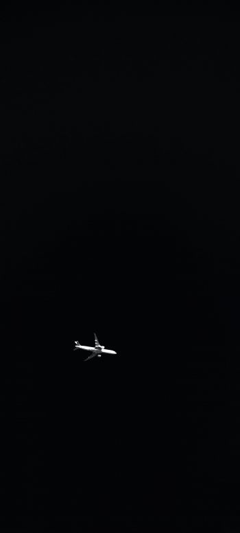 Обои 1440x3200 самолет, ночь, черный фон