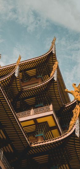 China, Fujian, Fuzhou, temple Sichan Wallpaper 1080x2280