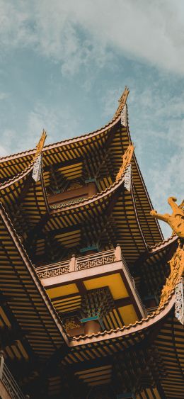 China, Fujian, Fuzhou, temple Sichan Wallpaper 1080x2340