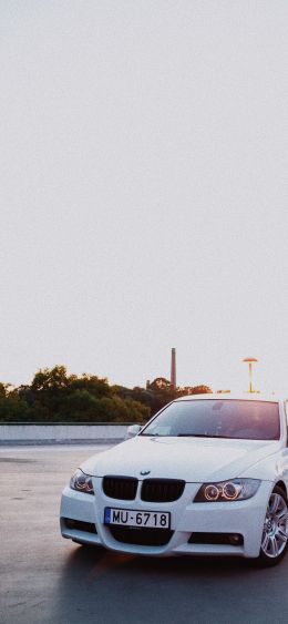 BMW, white car Wallpaper 1080x2340