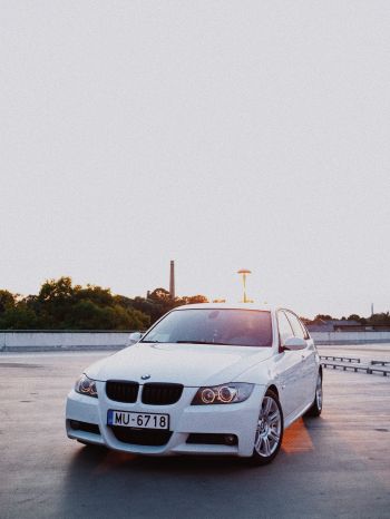 BMW, white car Wallpaper 1536x2048