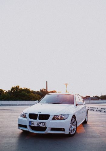 BMW, white car Wallpaper 1668x2388