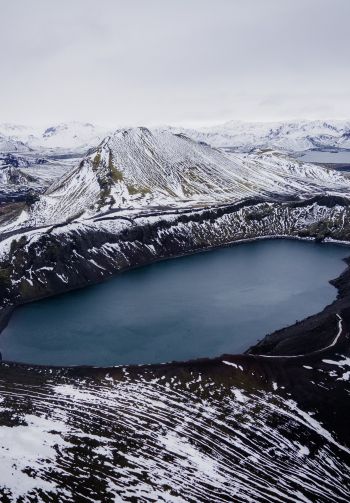 Обои 1640x2360 Исландия, горы, озеро, снег