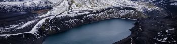 Обои 1590x400 Исландия, горы, озеро, снег