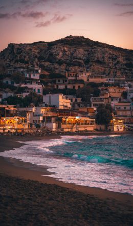 Matala, Greece, sea, shore Wallpaper 600x1024